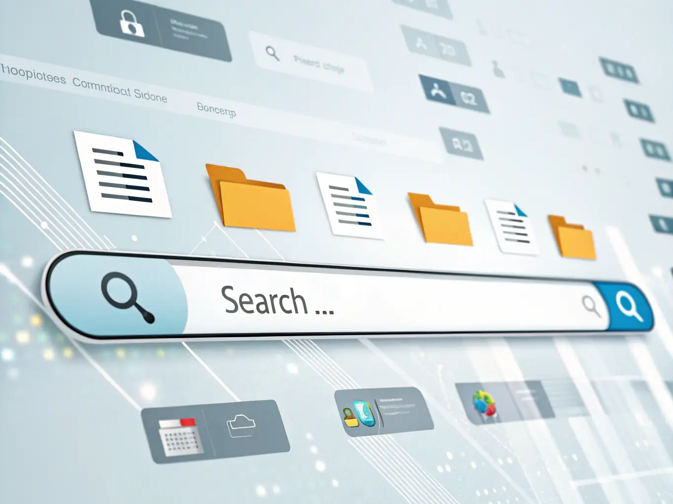 A dynamic search bar in Arhivator Pro's interface, showcasing the platform's ability to quickly locate specific documents. The image should highlight the speed and accuracy of the search function.